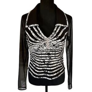 Vintage Victor Costa Mesh Long-Sleeve Blouse – Size 8